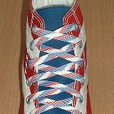 Red, White and Blue Shoelaces  Puerto Rico flag high top chuck with red, white and blue weave shoelaces.