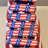 Red, White and Blue Shoelaces  American flag high top chuck with wide print red, white and blue shoelaces.