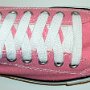 White Retro Shoelaces  Pink low top chuck with white retro laces.