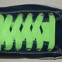 Neon Lime Retro Shoelaces  Navy blue low top chuck with neon lime retro laces.