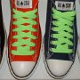 Neon Lime Retro Shoelaces  Core low top chucks with neon lime retro laces.
