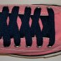 Navy Blue Retro Shoelaces  Pink low top chuck with navy blue retro laces.