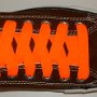 Neon Orange Retro Shoelaces  Chocolate brown low top chuck with neon orange retro laces.