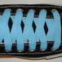 Sky Blue Retro Shoelaces  Black low top chuck with sky blue retro laces.
