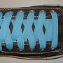 Sky Blue Retro Shoelaces  Charcoal gray low top chuck with sky blue retro laces.