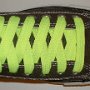 Neon Yellow Retro Shoelaces  Charcoal gray low top chuck with neon yellow retro laces.
