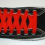Red Retro Shoelaces  Black high top with red retro laces.