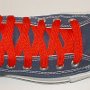 Red Retro Shoelaces  Navy blue high top with red retro laces.