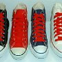 Red Retro Shoelaces  Core high tops with red retro laces.