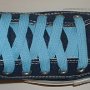 Sky Blue Retro Shoelaces  Navy blue high top with sky blue retro laces.