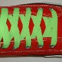 Neon Lime Retro Shoelaces  Red high top with neon lime retro laces.