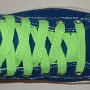 Neon Lime Retro Shoelaces  Royal blue high top with neon lime retro laces.