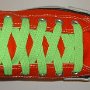Neon Lime Retro Shoelaces  Orange high top with neon lime retro laces.