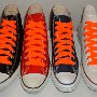 Neon Orange Retro Shoelaces  Core high tops with neon orange retro laces.