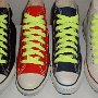 Neon Yellow Retro Shoelaces  Core high tops with neon yellow retro laces.