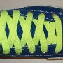 Neon Yellow Retro Shoelaces  Royal blue high top with neon yellow retro laces.