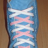 Reversible Shoelaces On Chucks  Carolina blue high top with pink and white reversable laces.