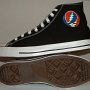 Rock and Roll High Top Chucks  Outside and sole views of black Grateful Dead high tops.