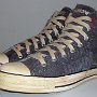 Rock and Roll High Top Chucks  Angled side view of Ramone's high tops with hemp laces.