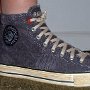 Rock and Roll High Top Chucks  Standing in a pair of Ramone's high tops with hemp laces, right side view 2.