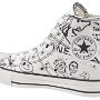 Rock and Roll High Top Chucks  Right Kurt Cobain white doodles high, inside patch view.
