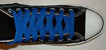 Royal blue retro shoelace on black high top