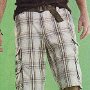 Ads for Shorts  Ad for Lel Dungaree plaid cargo shorts with gray chucks.