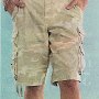 Ads for Shorts  Ad for Lee tan camouflage cargo shorts with gray chucks