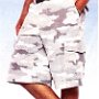 Ads for Shorts  Ad for white camouflage shorts with black low cut chucks.