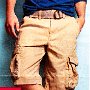 Ads for Shorts  Ad for khaki cargo shorts with black low cut chucks.