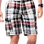 Ads for Shorts  Ad for red and black plaid shorts with black low cut chucks.