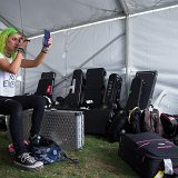 Tonight Alive  Jenna back stage applying makeup.