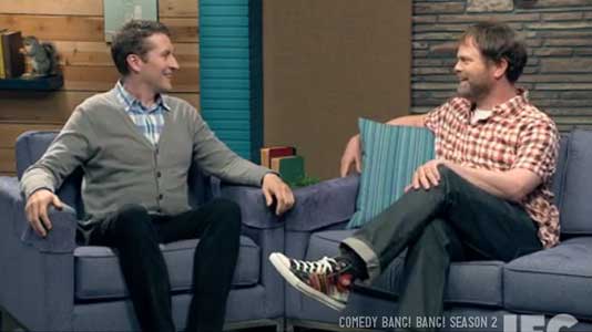 Rainn Wilson sports graphic print high top chucks