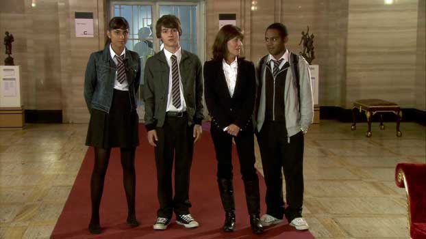 Maria, Luke, Sarah Jane, and Clyde in The Sarah Jane Adventures