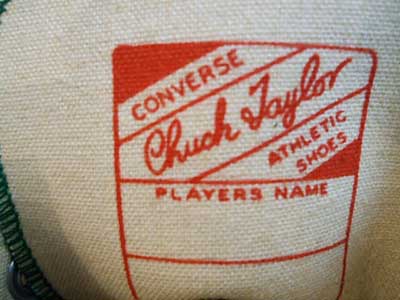 label inside the tongue of a vintage Chuck Taylor