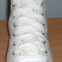 Fat (Wide) White Shoelaces on Chucks  Optical white high top with wide white laces.