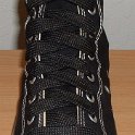 Fat (Wide) Black Shoelaces on Chucks  Black high top with wide black laces.