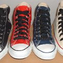 Fat (Wide) Black Shoelaces on Chucks  Core color high tops with wide black shoelaces.