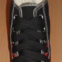 Fat (Wide) Black Shoelaces on Chucks  Black flames high top with wide black laces.