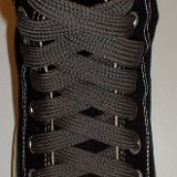 Fat (Wide) Charcoal Grey Shoelaces on Chucks  Black high top with fat charcoal grey shoelaces.