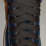 Fat (Wide) Charcoal Grey Shoelaces on Chucks  Navy blue high top with fat charcoal greyshoelaces.