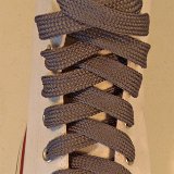 Fat (Wide) Metal Grey Shoelaces on Chucks  Optical White high top with fat metal grey shoelaces.