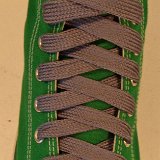 Fat (Wide) Metal Grey Shoelaces on Chucks  Green high top with fat metal grey shoelaces.