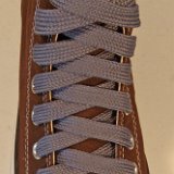Fat (Wide) Metal Grey Shoelaces on Chucks  Brown high top with fat metal grey shoelaces.