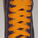 Fat (Wide) Light Gold Shoelaces on Chucks  Rage purple high top with light gold fat shoelaces.