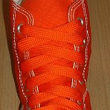 Fat (Wide) Orange Shoelaces on Chucks  Orange high top with fat orange laces.