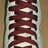 Fat (Wide) Burgundy (Maroon) Shoelaces on Chucks  Natural white high top with fat burgundy laces.