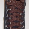 Fat (Wide) Brown Shoelaces on Chucks  Black high top with fat brown shoelaces.