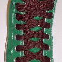 Fat (Wide) Brown Shoelaces on Chucks  Celtic green high top with fat brown shoelaces.