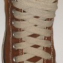 Fat (Wide) Tan Shoelaces on Chucks  Chocolate brown high top with fat tan shoelaces.